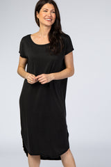 Black Faded Curved Hem Midi Dress from PinkBlush