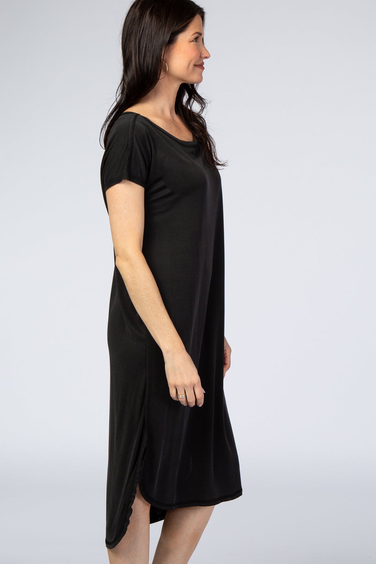 Black Faded Curved Hem Midi Dress from PinkBlush