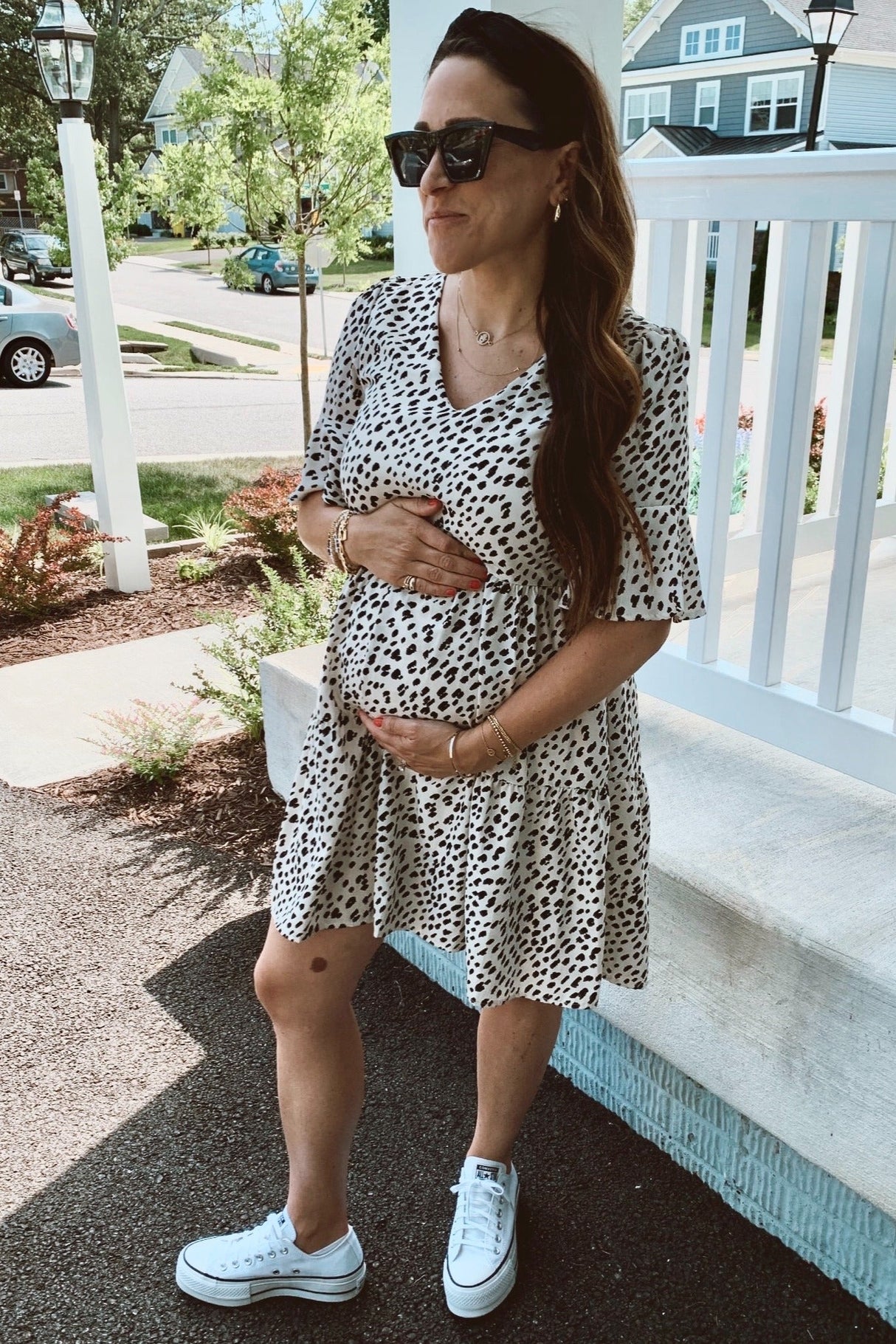 Beige Animal Print Ruffle Sleeve Maternity Dress from PinkBlush