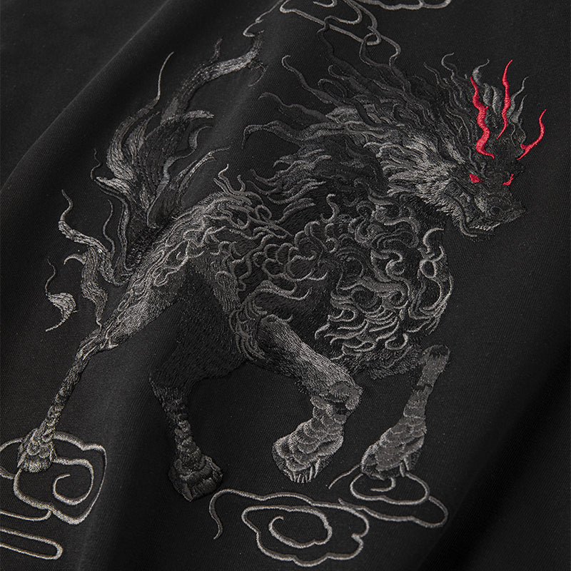 Gallant Lion Embroidery Tee from Niepce Inc