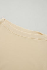 Beige Buttoned Sleeve Dropped Shoulder Sweatshirt from MsDressly