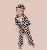 RETRO DAISY CHECKS SHORT SLEEVE DREAM GIRL'S FLARE SET from DREAM BIG LITTLE CO