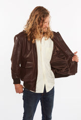 Men's Cowhide Bomber Flight Genuine Leather Jacket From FAD