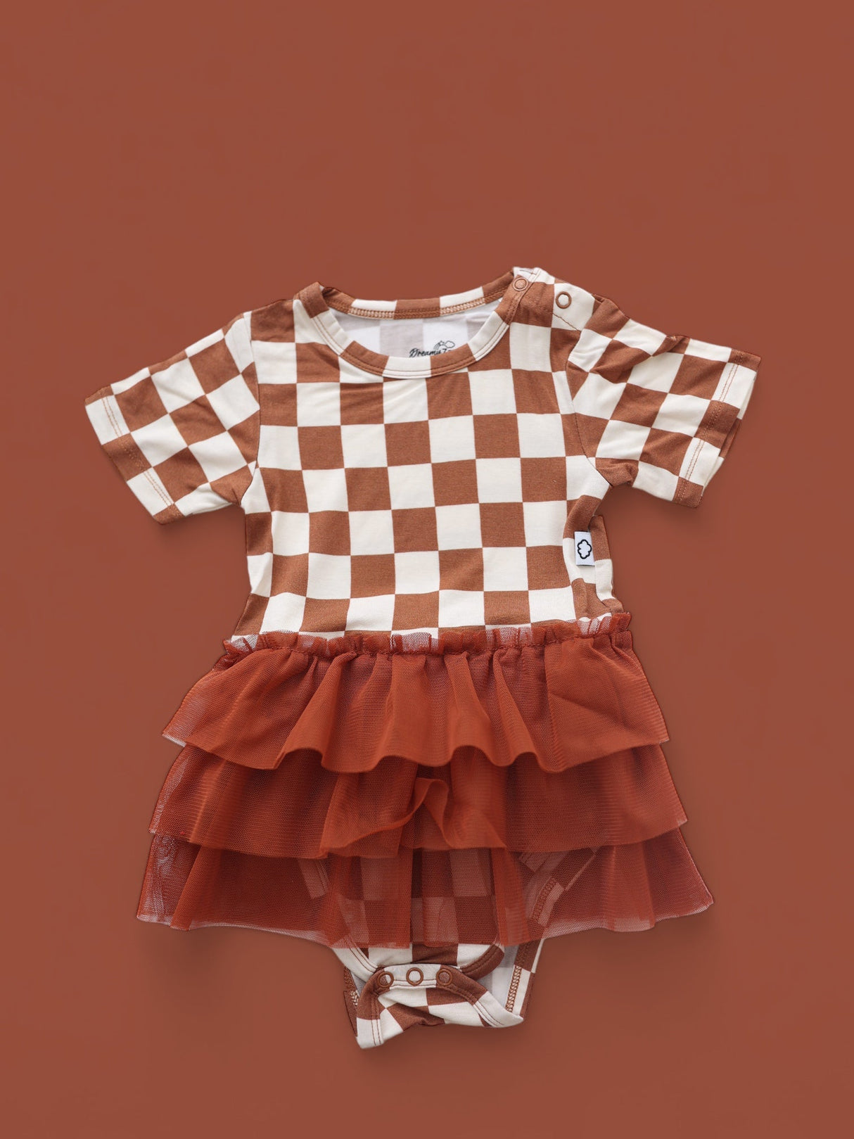 COPPER CHECKERS DREAM TUTU BODYSUIT DRESS from DREAM BIG LITTLE CO