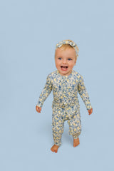 VINTAGE CITRUS TOILE DREAM RUFFLE ROMPER from DREAM BIG LITTLE CO