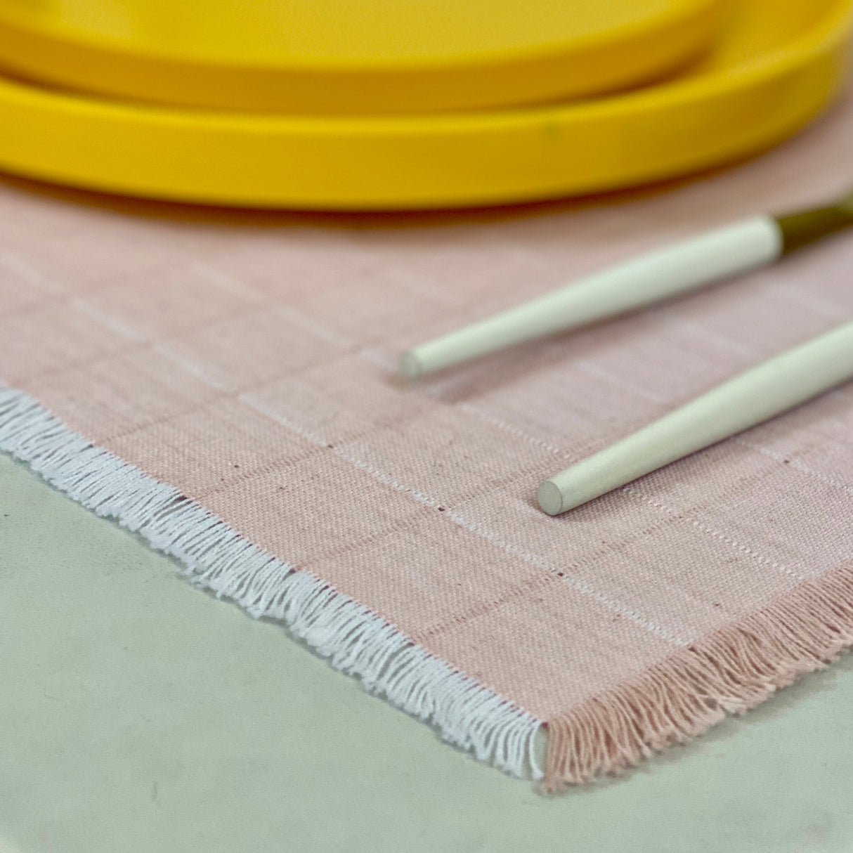 Blush Checked Placemat Set From Abroad Modern