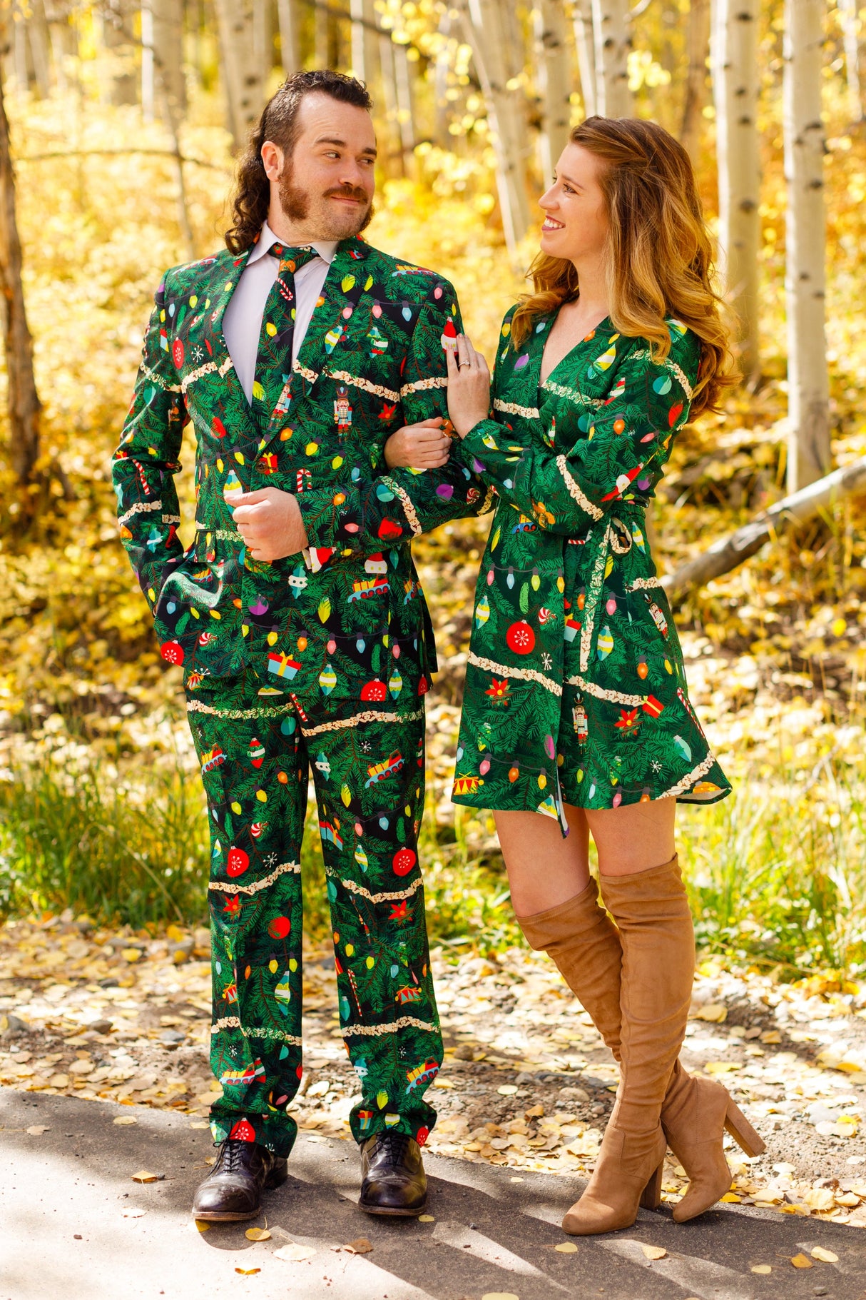 The Christmas Tree Camo | Christmas Tree Print Wrap Dress from Shinesty