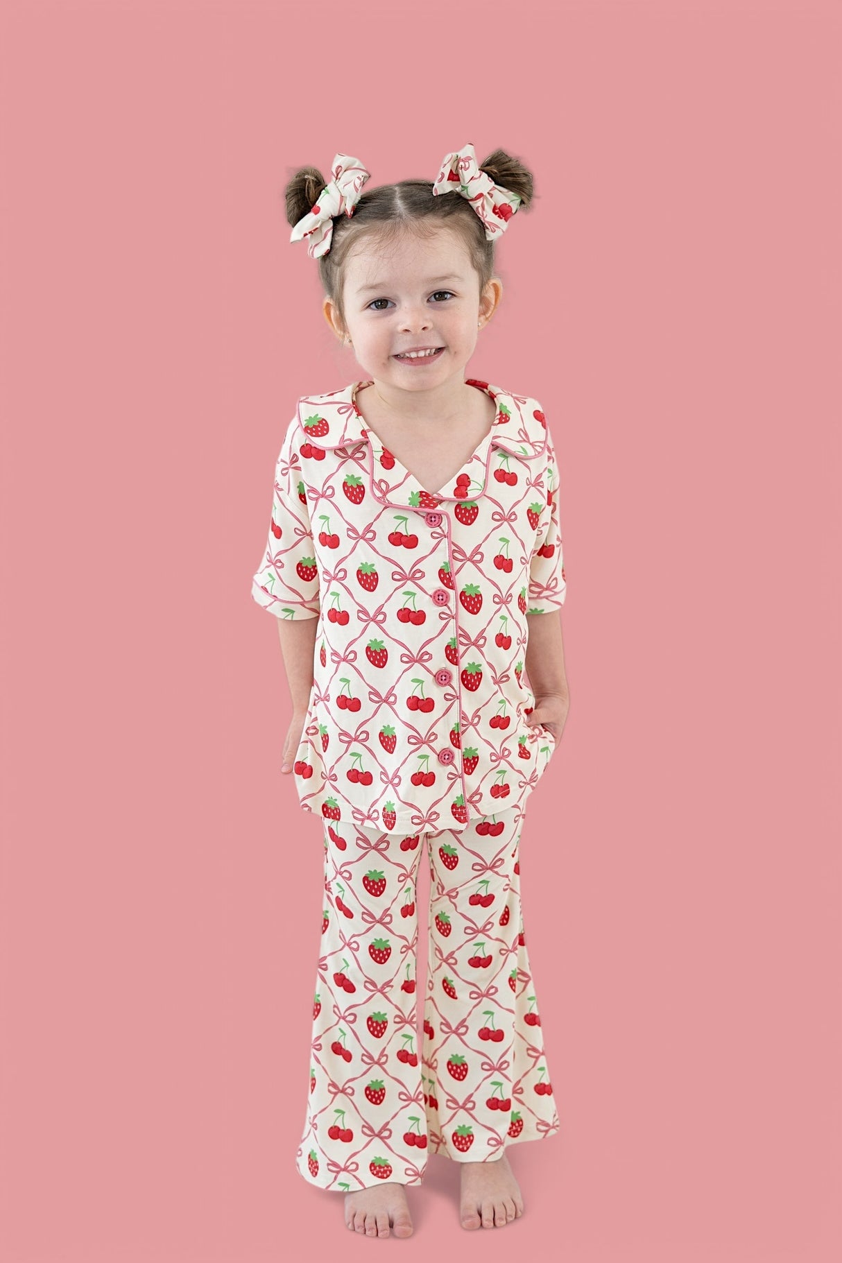 CHERRY BOW BERRY DREAM GIRL'S FLARE SET from DREAM BIG LITTLE CO