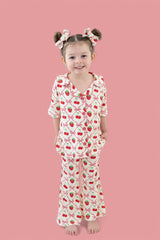 CHERRY BOW BERRY DREAM GIRL'S FLARE SET from DREAM BIG LITTLE CO