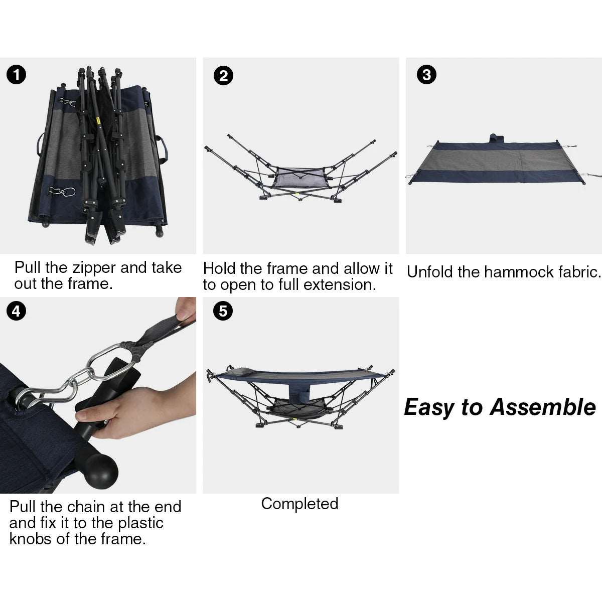 Freestanding Portable Hammock with Stand for Outdoor Yard Beach, 300lbs Capacity From Redcamp