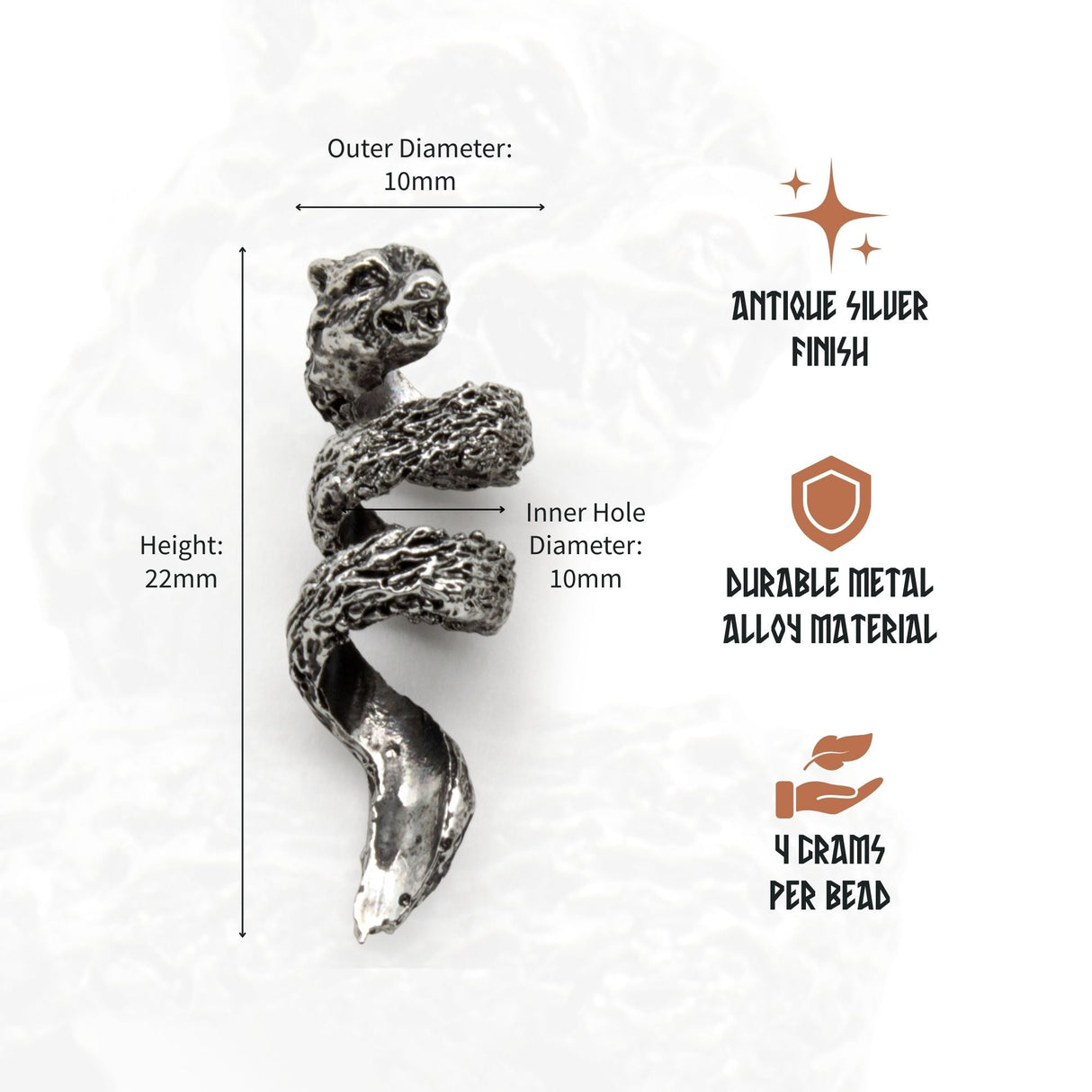Fenrir Beard Rings (Silver - 8) from Norse Tradesman
