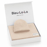 Luxe Collection 100% Organic Cotton Luxury Knit Baby Blanket + Hat Set with Gift Box from Bleu La La