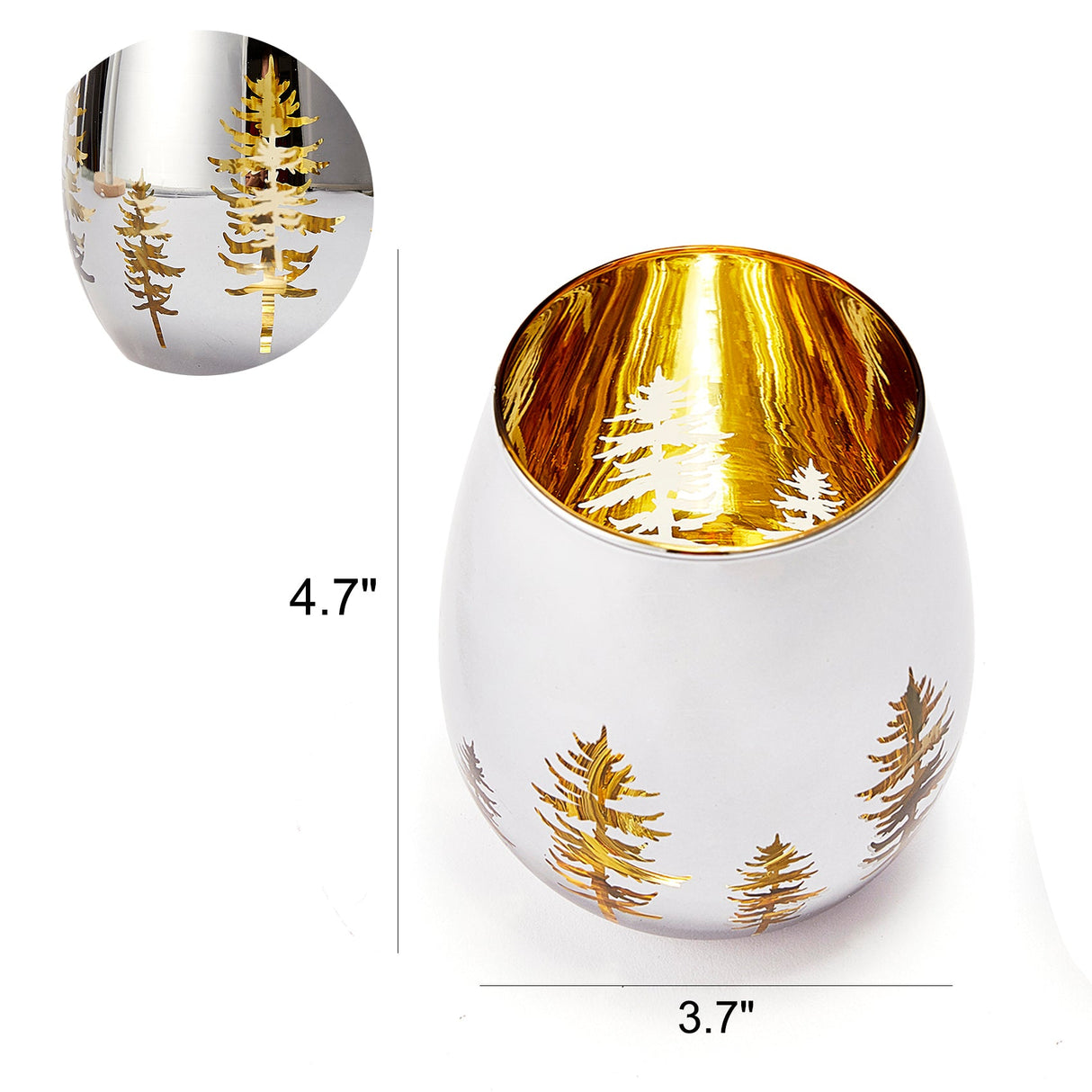Crystal Christmas Tree Stemless Wine & Water Glasses - Set of 2 - Holiday Themed Vibrant Gold Etched Winter Snow Wonderland Frosted Glass, Perfect For Seasonal Parties, Gifts for Him & Her Trees Décor from The Wine Savant
