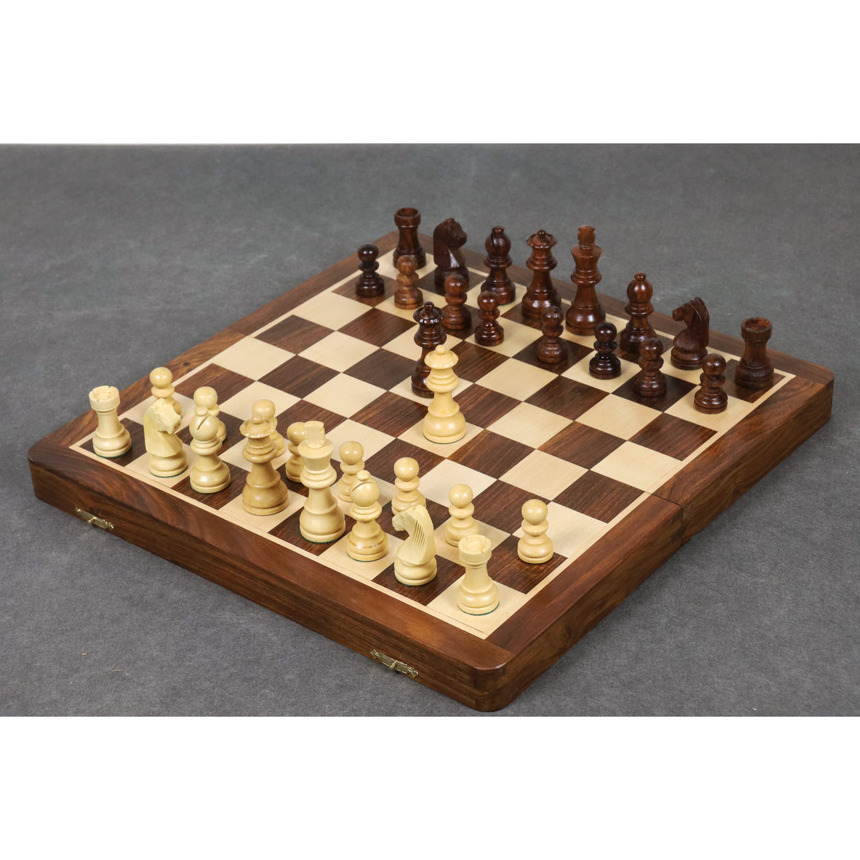 Large 14" Golden Rosewood & Maple Wooden Inlaid Magnetic Chess Set Board for  From Royal Chess Mall
