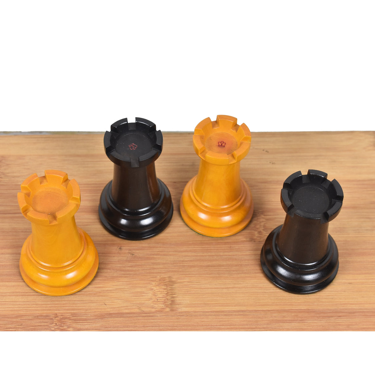 Leuchars Cook Staunton Chess Set- Chess Pieces Only - Ebony Wood & Antiqued Boxwood - 4.5" From Royal Chess Mall