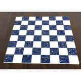 Borderless Marble Stone Luxury Chess Board 18'' - Lapis lazuli Blue and White From Royal Chess Mall