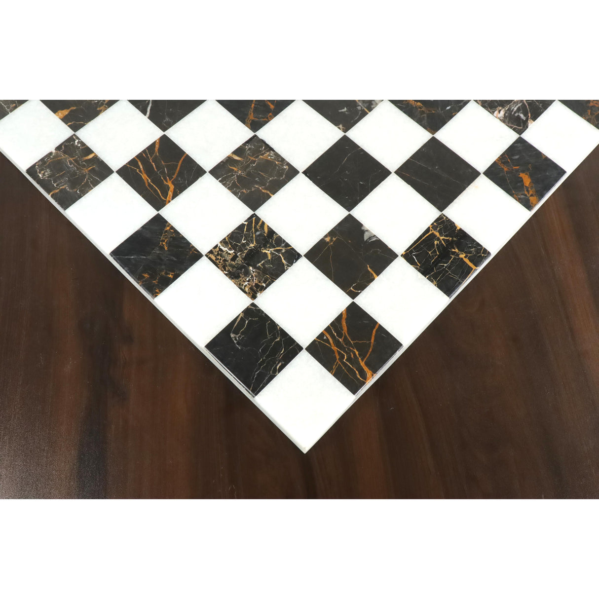 Borderless Marble Stone Luxury Chess Board 18''  -  Black and White Marble Stone From Royal Chess Mall