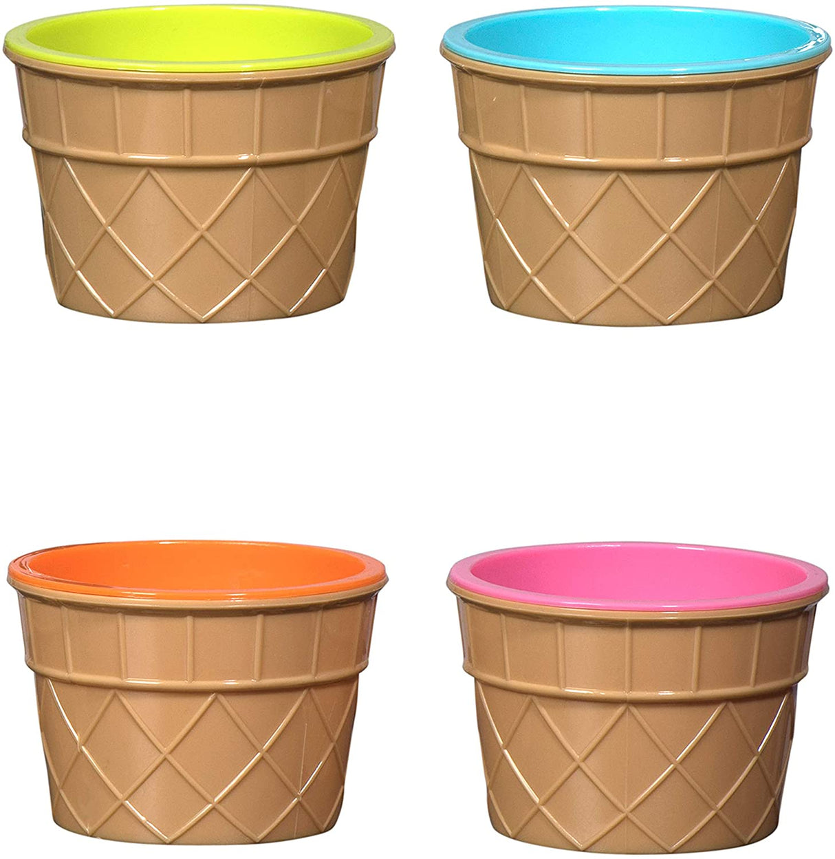 Ice Cream Bowls And Spoons - 2 Orange 2 Pink 2 Light Green 2 Sky Blue from Hammont