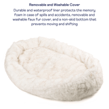PupCloud™ Human-Size Faux Fur Memory Foam Dog Bed - White with Brown Accents From Paw.com