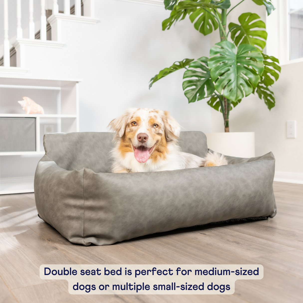 PupProtector™ Faux Leather Memory Foam Dog Car Bed - Slate Gray From Paw.com