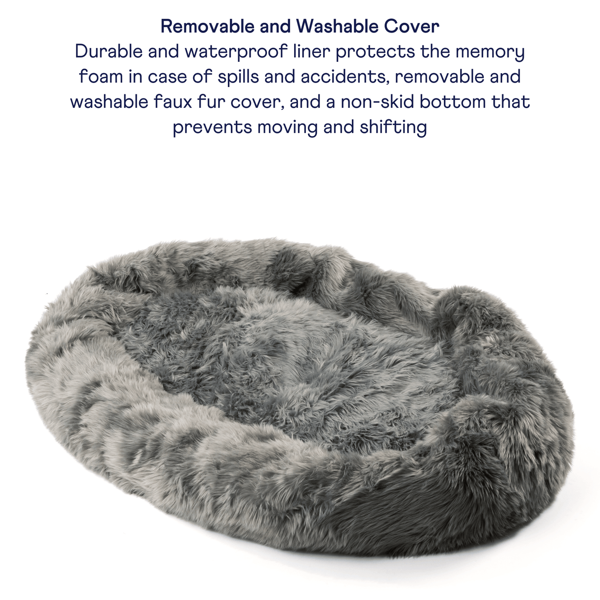PupCloud™ Human-Size Faux Fur Memory Foam Dog Bed - Charcoal Grey From Paw.com