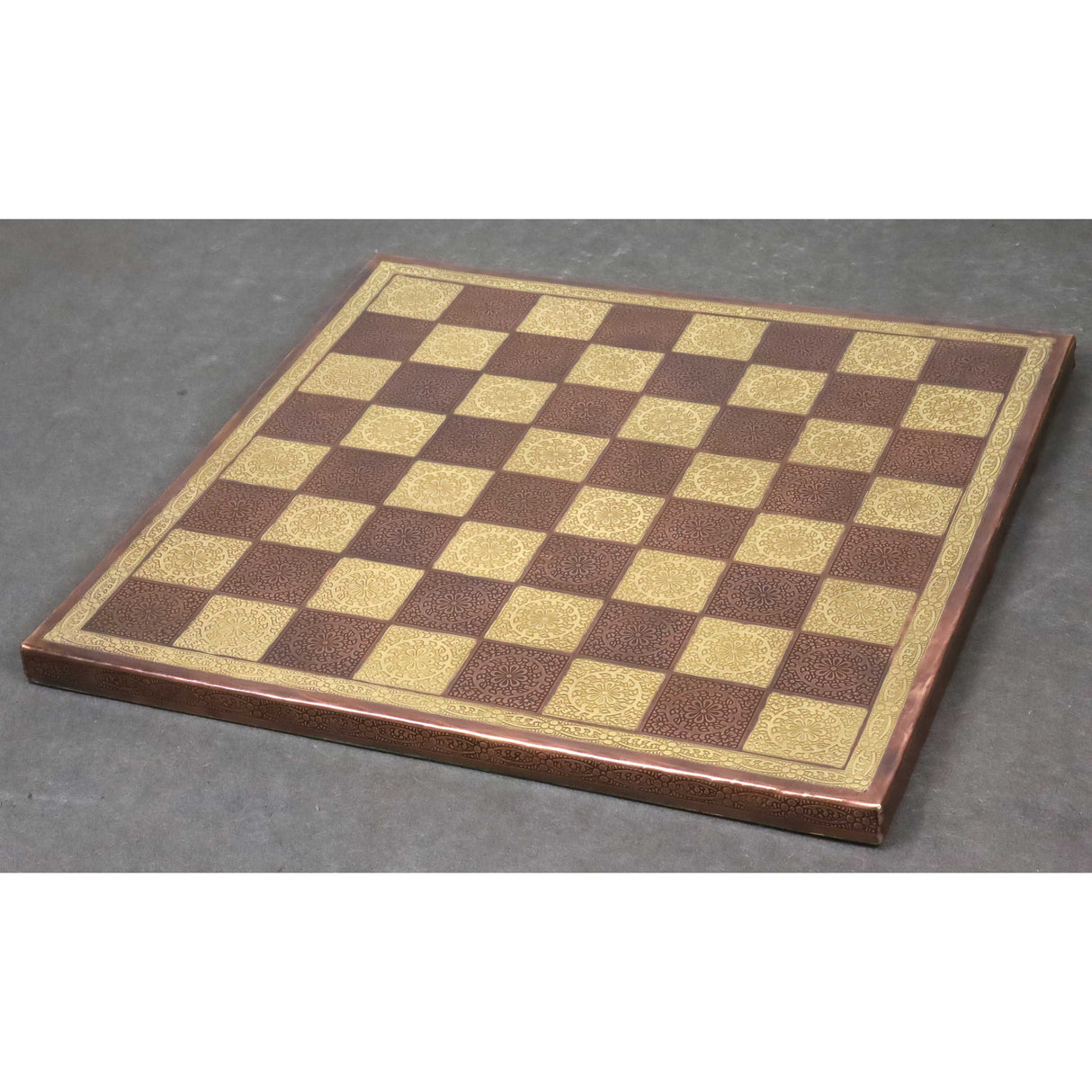 Brass Metal Modern Luxury Chess Pieces & Board Set 14" - Antique Copper & Gold From Royal Chess Mall