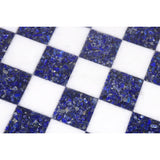 Borderless Marble Stone Luxury Chess Board 15''- Lapis lazuli Blue and White From Royal Chess Mall