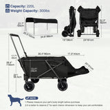 Folding Dog Wagon Cart with Extendable Rear End Heavy Duty From Redcamp