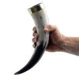 Curved Drinking Horn Bundle with Stand & Holster from Norse Tradesman