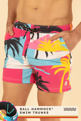 The SoCal Summer | Black and Pink Tropical Ball Hammock® Pouch 5" Swim Trunks from Shinesty