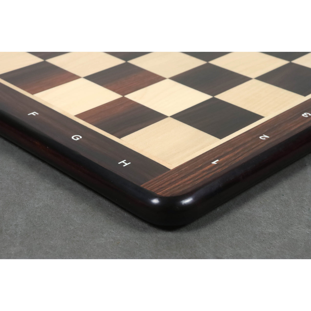 Flat 19" Chessboard in Rosewood & Maple Wood - 50 mm Square - Algebraic Notations From Royal Chess Mall