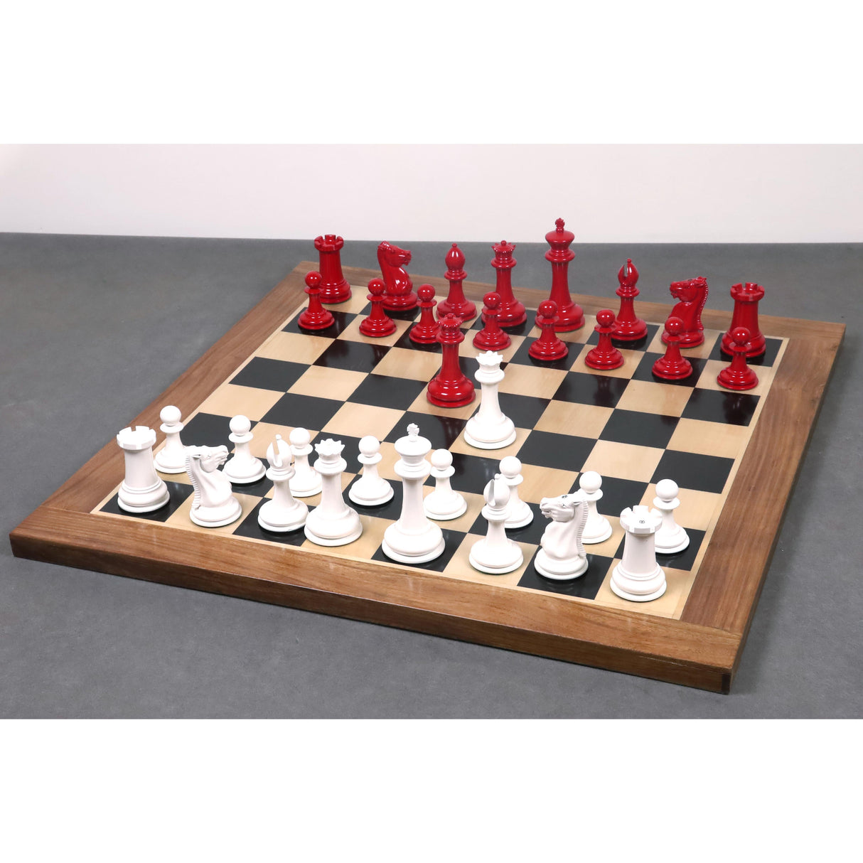 Leuchars Cook Staunton Chess Set- Chess Pieces Only-Ivory& Crimson Lacquer-4.5" From Royal Chess Mall