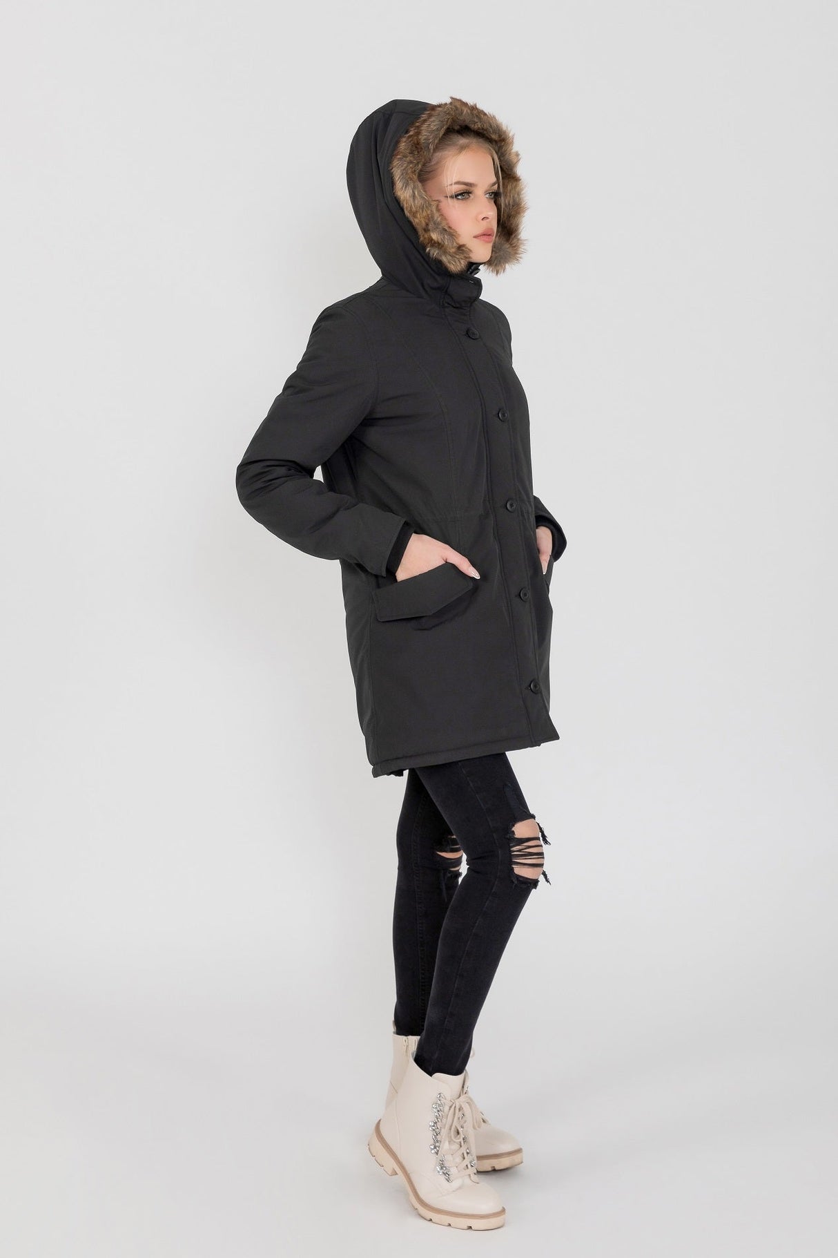 Women's Louise Ultra Lite Hooded Winter Parka Coat From FAD