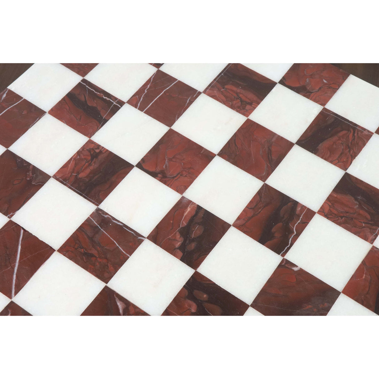 Borderless Marble Stone Luxury Chess Board 15'' - Maroon Semi Precious Stones From Royal Chess Mall