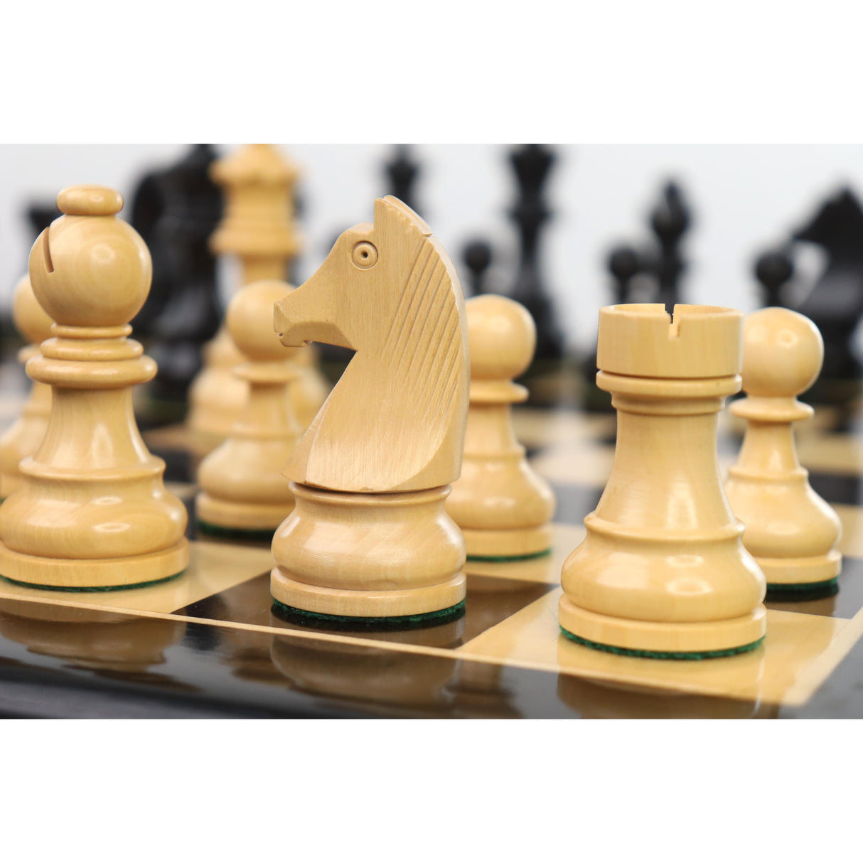 3.9" Tournament Chess Set Combo -Pieces in Ebonised boxwood with Board and Box from Royal Chess Mall