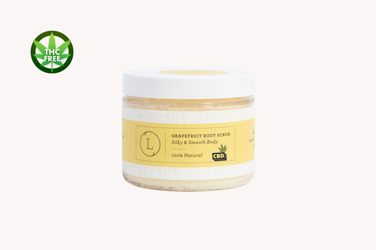 CBD Grapefruit Body Salt Scrub with CBD - Moisturizing and fresh (THC free) from Lizush