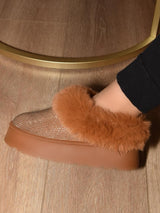 WILD DIVA Embellished Faux Fur Platform Booties in Brown from My Pampered Life Seattle
