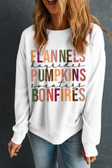 Beige FLANNELS PUMPKINS BONFIRES Graphic Drop Shoulder Sweatshirt from MsDressly