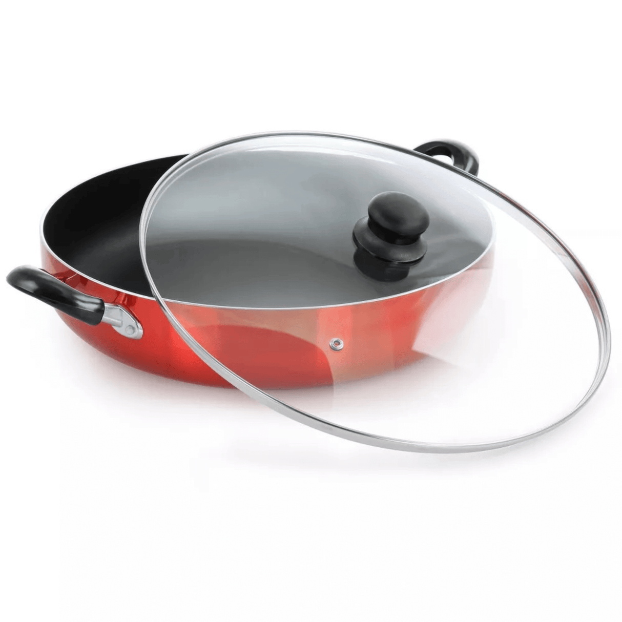Better Chef 14" Aluminum Non-Stick Metallic Red Deep Fryer with Glass Lid from Jupiter Gear Home