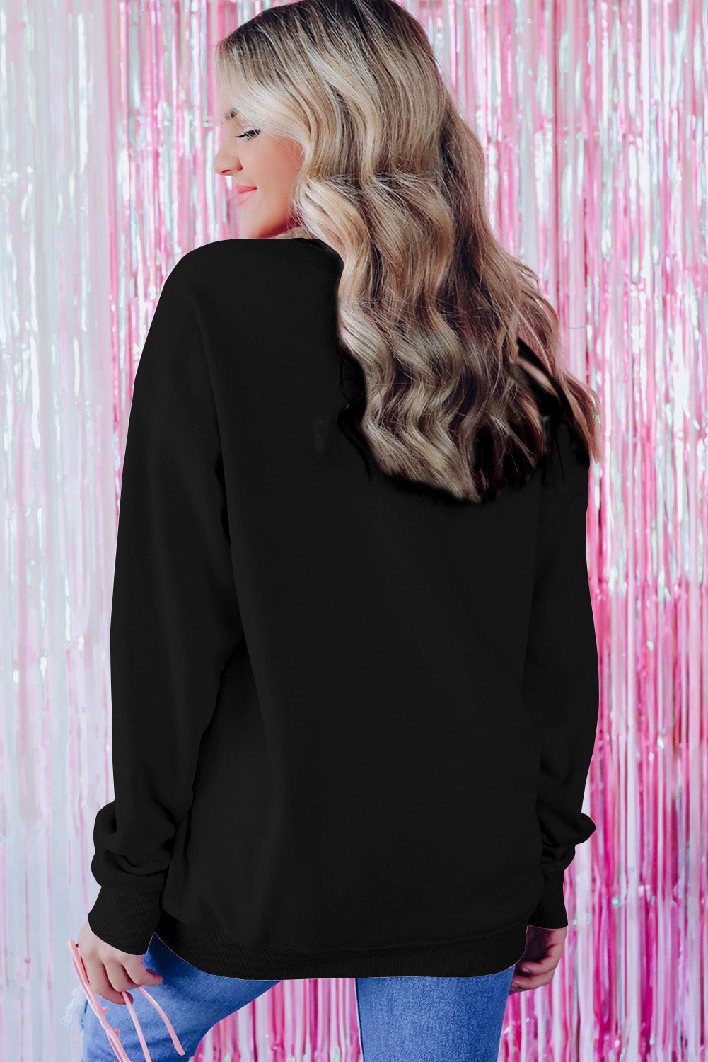 Black Colorful MERRY and BRIGHT Graphic Sweatshirt from MsDressly