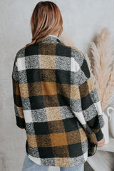 Black Zipper Side Pockets Plaid Overcoat from MsDressly