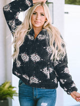 Black and White Aztec Sherpa Jacket from MsDressly