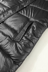 Black Hooded Long Quilted Vest Coat From MsDressly