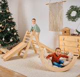 5in1 Montessori Climbing Set: Triangle Ladder + Arch/Rocker + Slide Board/Ramp + Netting rope + Cushion from Goodevas