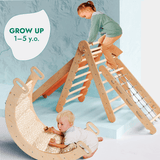 5in1 Montessori Climbing Set: Triangle Ladder + Arch/Rocker + Slide Board/Ramp + Netting rope + Cushion from Goodevas