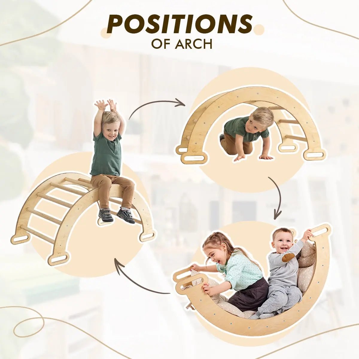 5in1 Montessori Climbing Set: Triangle Ladder + Climbing Arch + Slide Board + Climbing Net + Art Addition from Goodevas