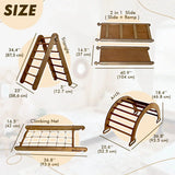 The 4in1 Montessori Climbing Set consists of: Triangle Ladder + Arch/Rocker + Slide Board/Ramp + Net – Chocolate from Goodevas