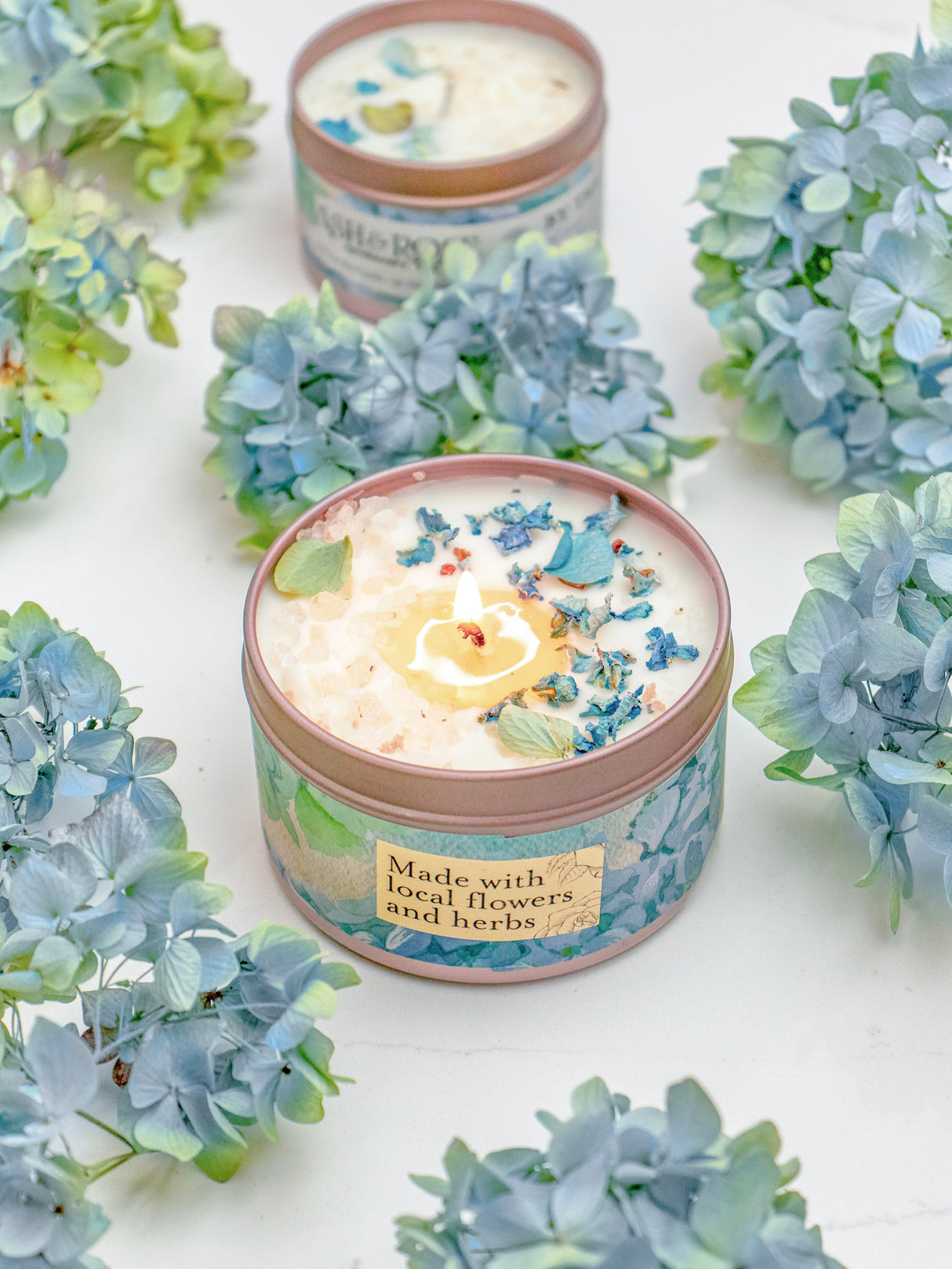 BY THE SEA Hydrangea Sea Salt Candle from Ash & Rose