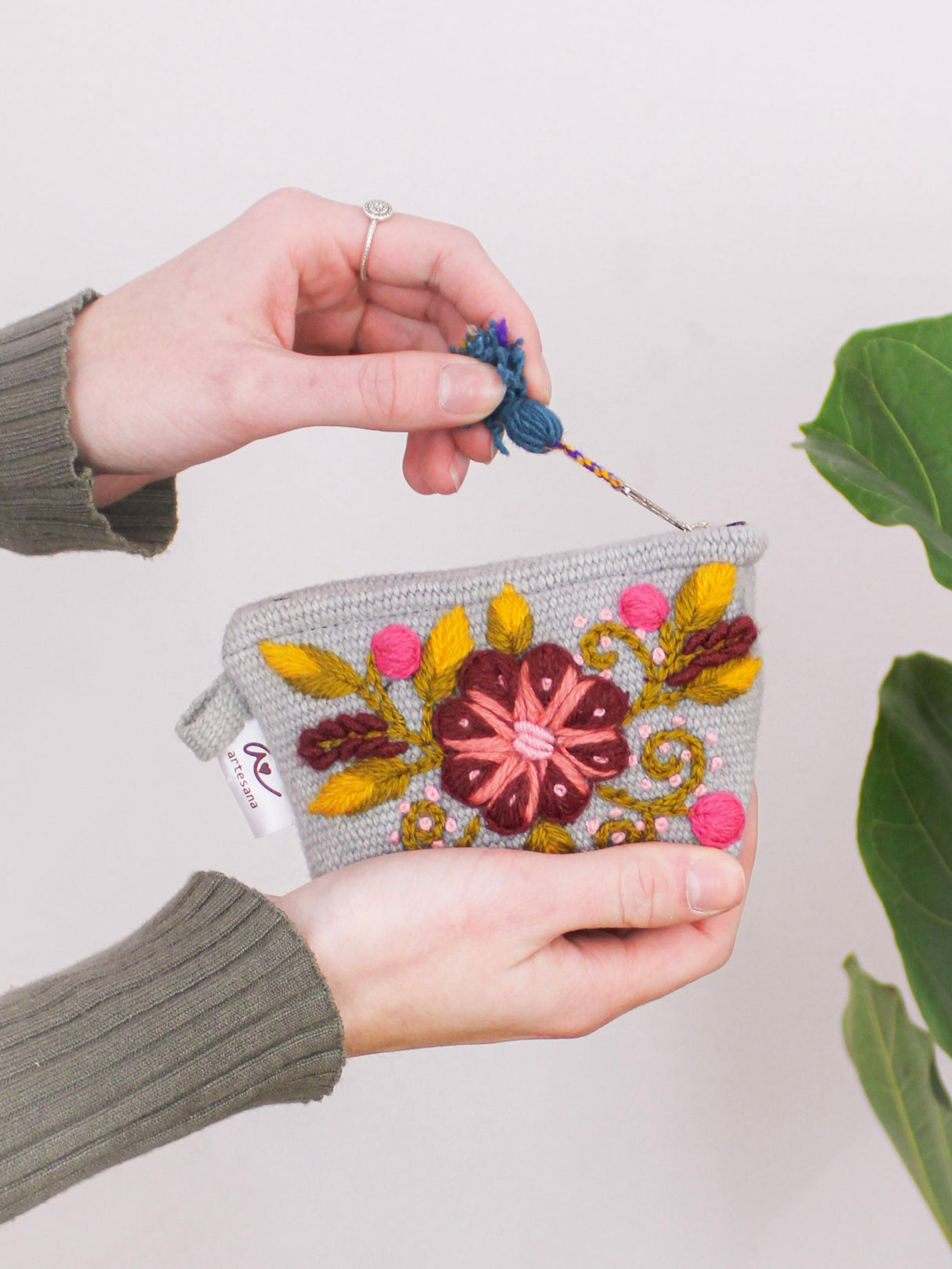 Sunset Floral Embroidered Coin Purse from Ash & Rose