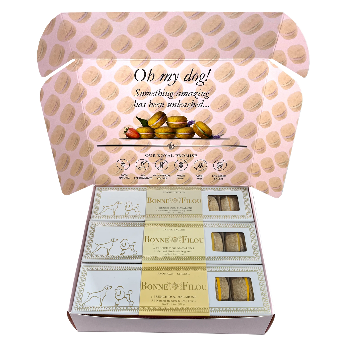 Dog Macaron Combo Gift Box (18 French Dog Macarons) from Bonne et Filou
